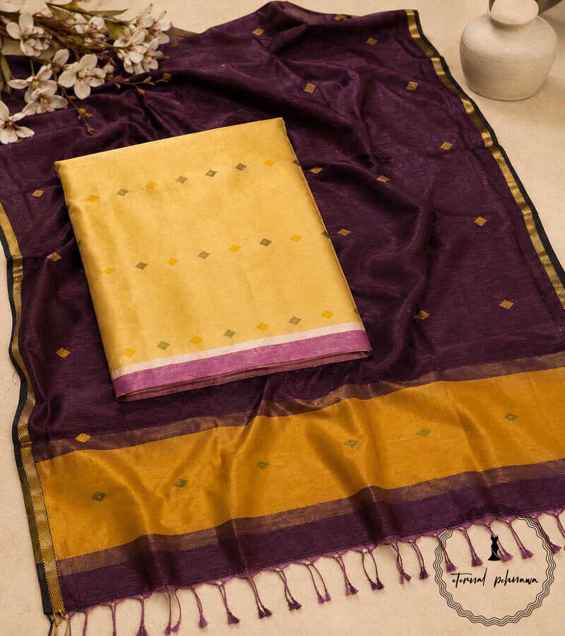 Premium Handloom Maheshwari Silk Suit Set